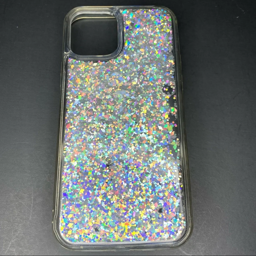 iPhone 12 Clear and Glitter Silver Cover